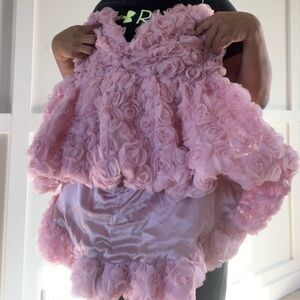 AKIRA floral tulle strapless top with long back size L